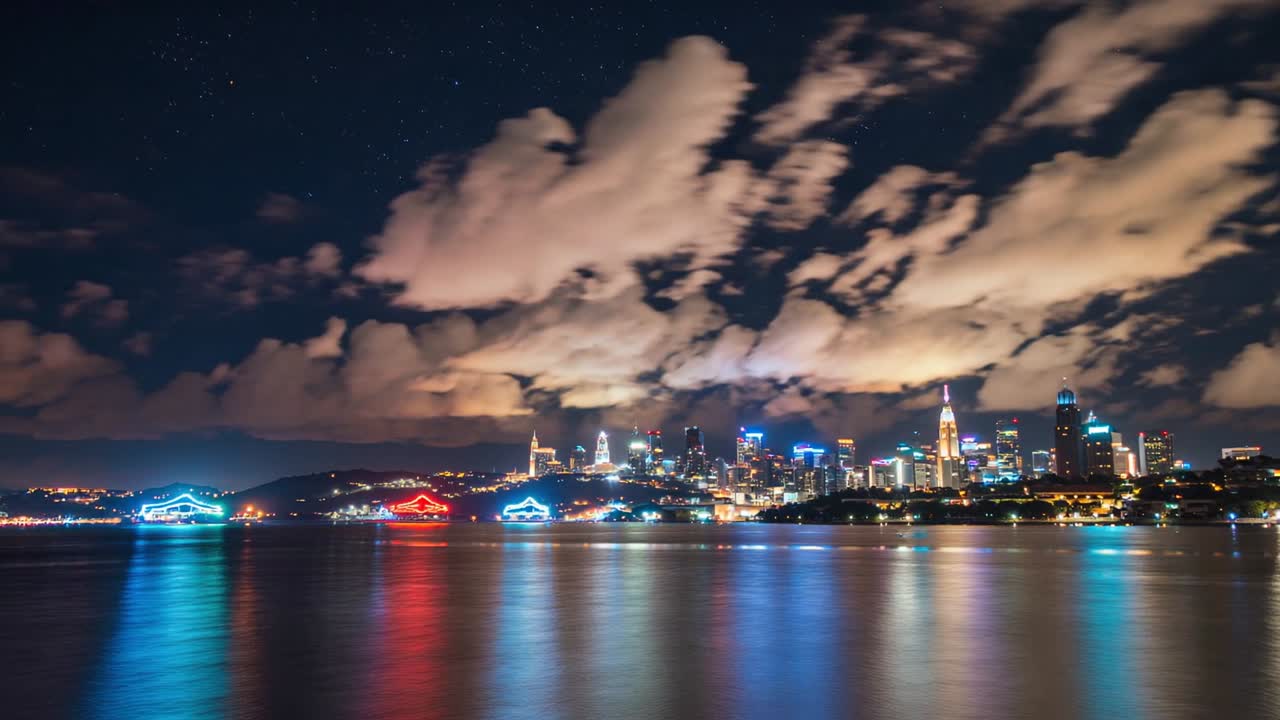 Victoria Harbour neon timelapse