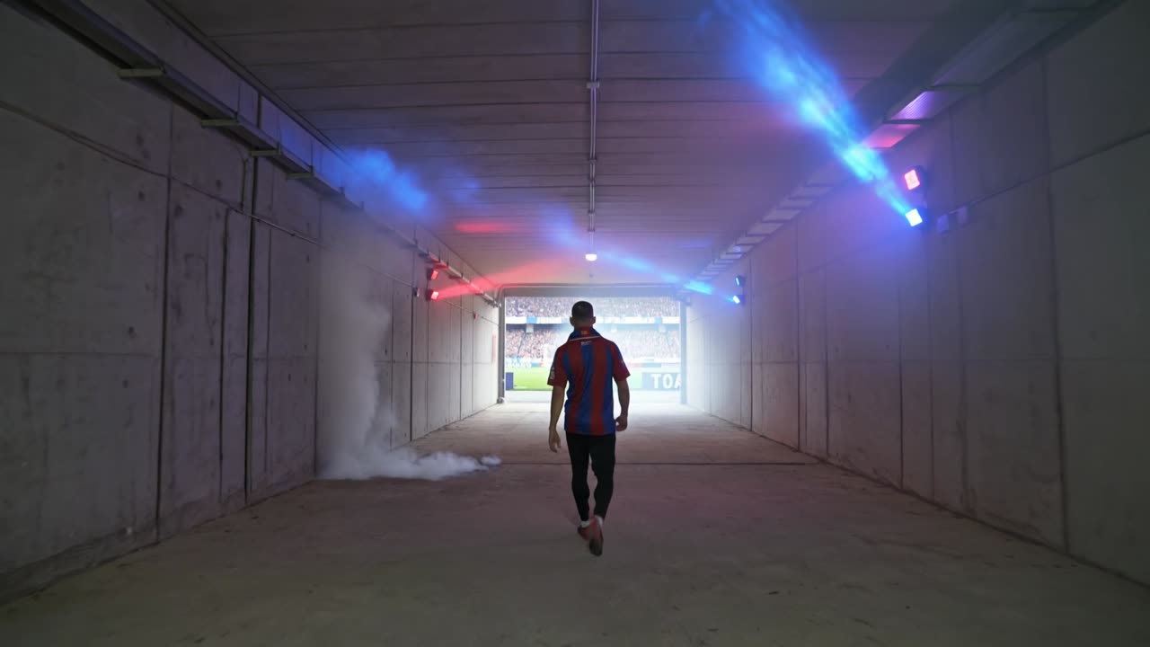 Football fan stadium tunnel walk