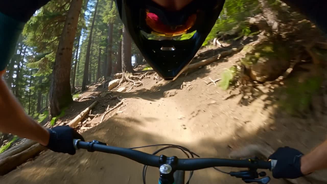 Mountain biking action POV